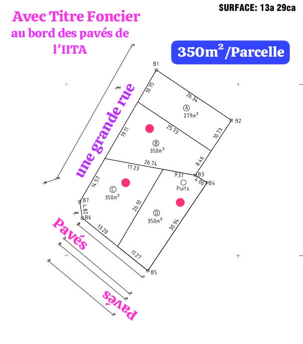 Parcelles à vendre au bord des pavés de l'IITA